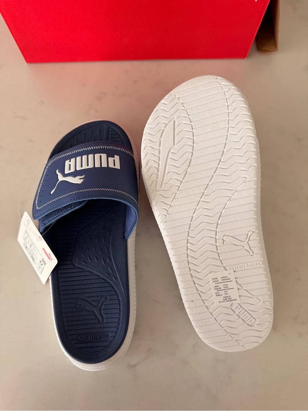 PUMA SoftridePro Slide 24 V Blue Crystal White Slides US 6 NWT